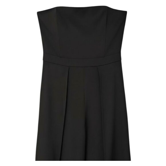 Lulus Black Strapless Wide Leg Jumpsuit Front Slit Evening Cocktail Formal M - Picture 3 of 14